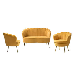 Hendrixo 3 - Piece Velvet Living Room Luxury Sofa Set