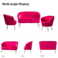 Hendrixo 3 - Piece Velvet Living Room Luxury Sofa Set