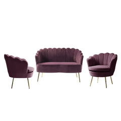 Hendrixo 3 - Piece Velvet Living Room Luxury Sofa Set