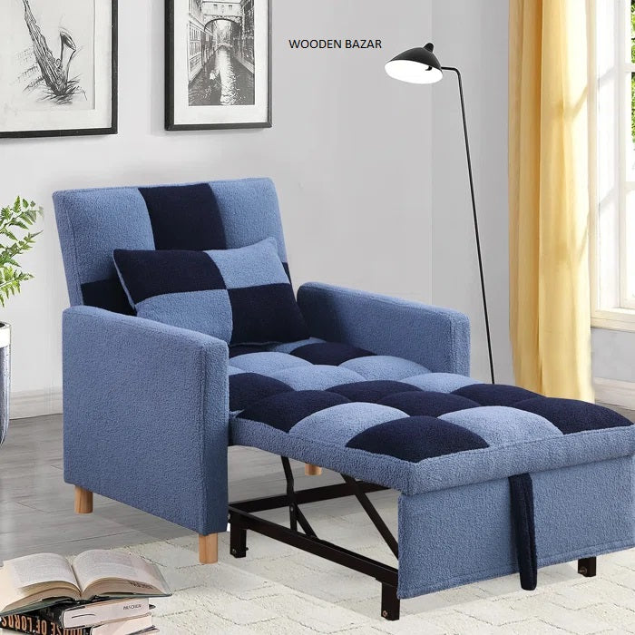 Hermgenes 3 in 1 Convertible Sleeper Sofa Chair Bed, Adjustable Teddy Velvet Sofa Bed With Pillow - Wooden Bazar