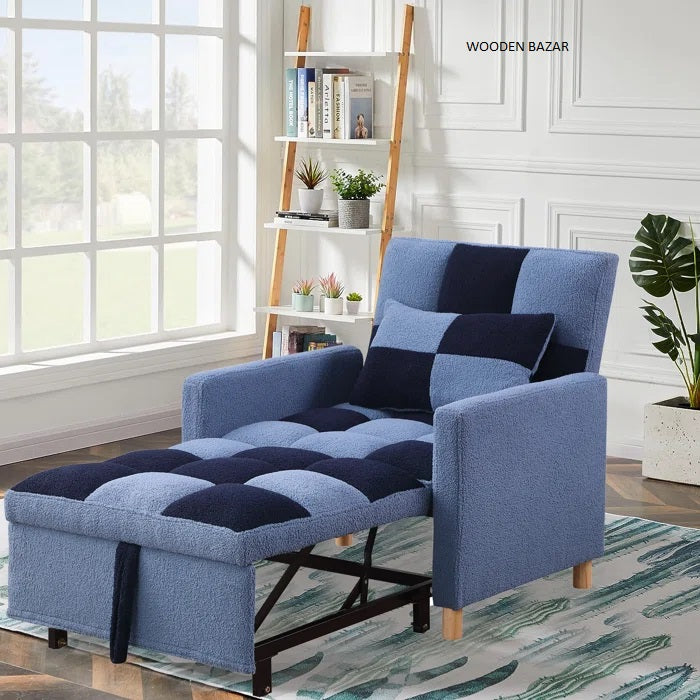 Hermgenes 3 in 1 Convertible Sleeper Sofa Chair Bed, Adjustable Teddy Velvet Sofa Bed With Pillow - Wooden Bazar