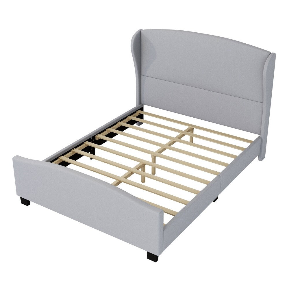 High Headboard Wingback Linen Upholstered Bed by Harper&Bright Designs