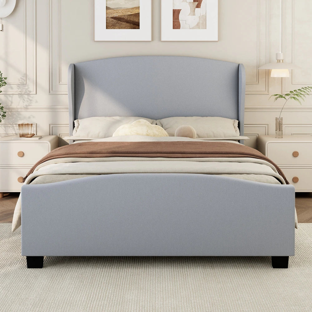 High Headboard Wingback Linen Upholstered Bed by Harper&Bright Designs