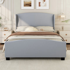 High Headboard Wingback Linen Upholstered Bed by Harper&Bright Designs