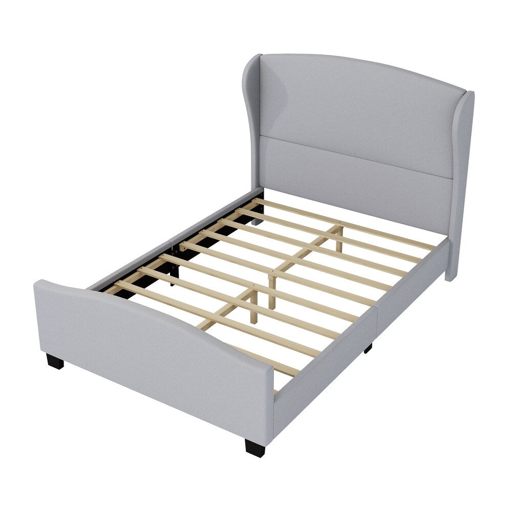 High Headboard Wingback Linen Upholstered Bed by Harper&Bright Designs