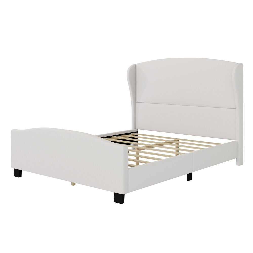 High Headboard Wingback Linen Upholstered Bed by Harper&Bright Designs