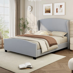 High Headboard Wingback Linen Upholstered Bed by Harper&Bright Designs