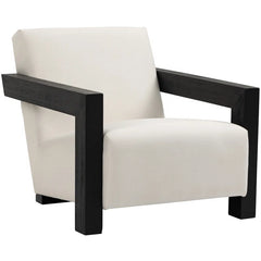 Newrty 29.5" W Linen Textured Fabric Accent Chair - Wooden Bazar