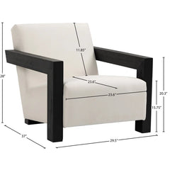Newrty 29.5" W Linen Textured Fabric Accent Chair - Wooden Bazar