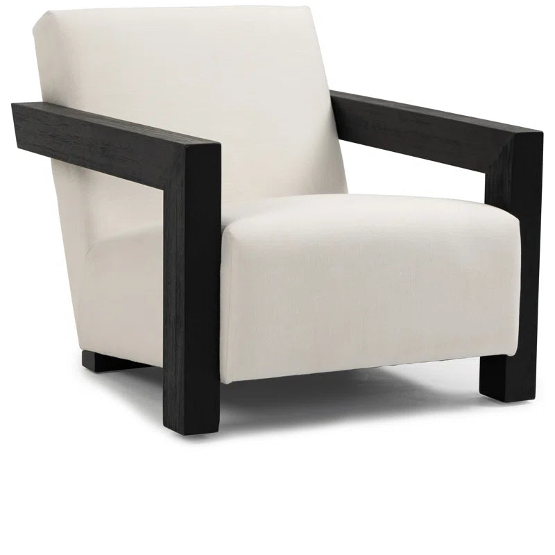 Newrty 29.5" W Linen Textured Fabric Accent Chair - Wooden Bazar
