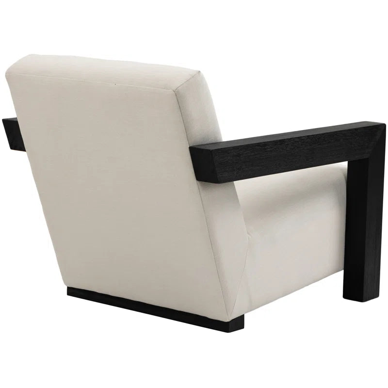 Newrty 29.5" W Linen Textured Fabric Accent Chair - Wooden Bazar