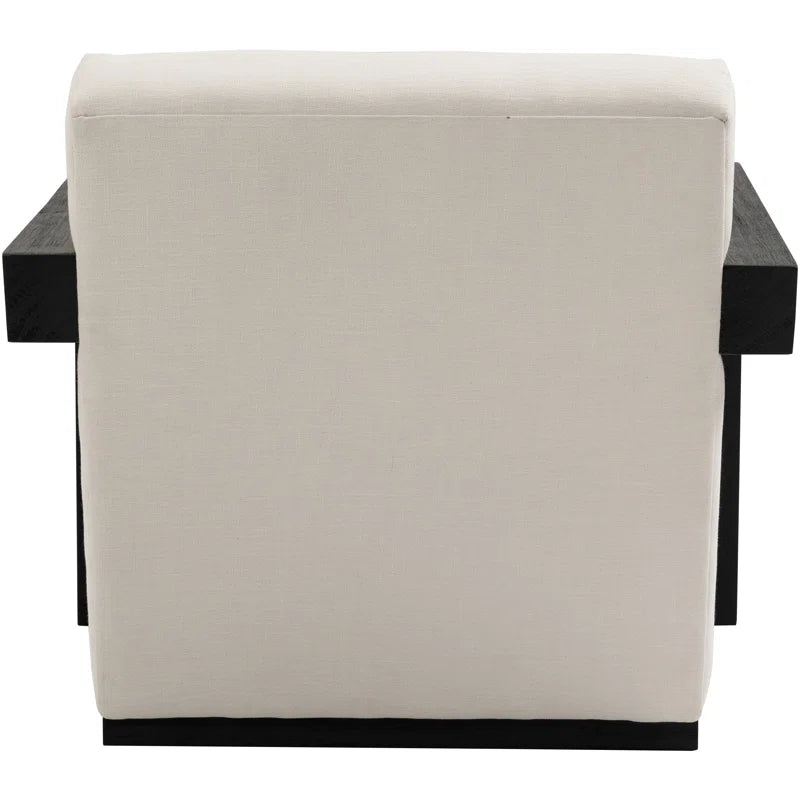 Newrty 29.5" W Linen Textured Fabric Accent Chair - Wooden Bazar