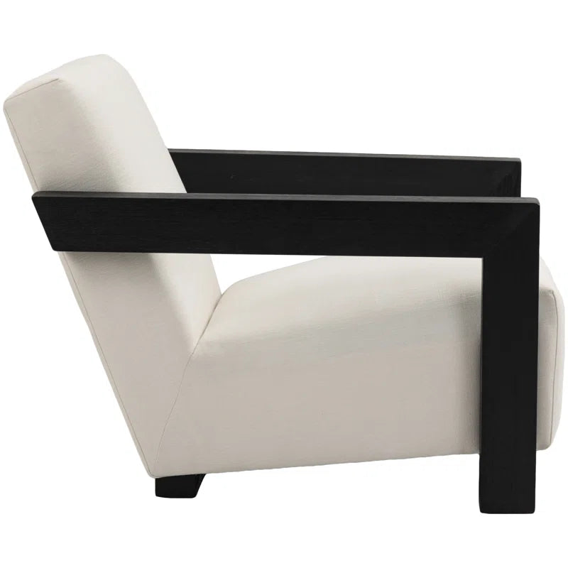 Newrty 29.5" W Linen Textured Fabric Accent Chair - Wooden Bazar