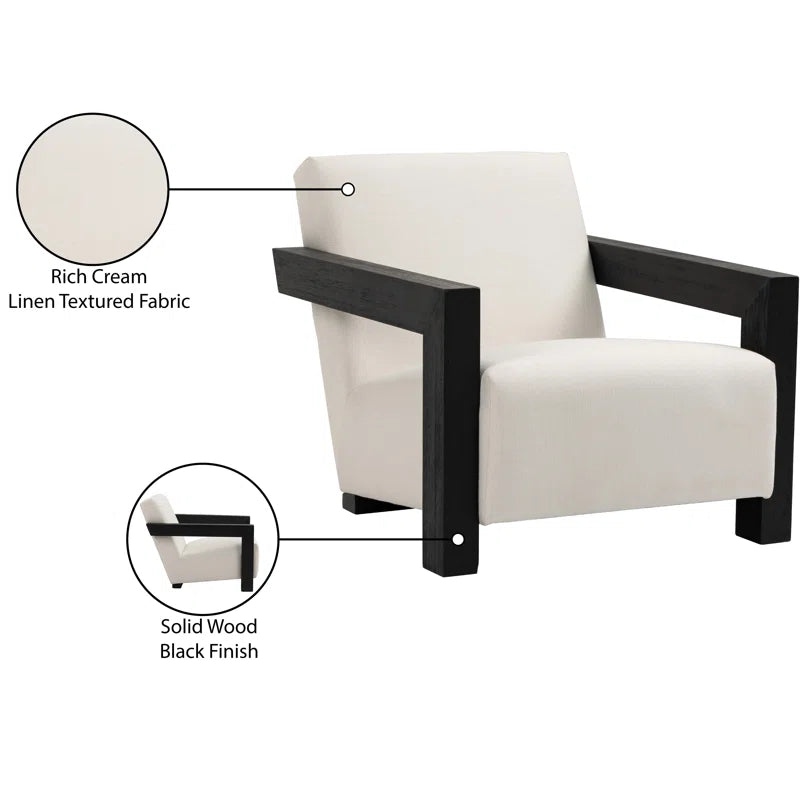 Newrty 29.5" W Linen Textured Fabric Accent Chair - Wooden Bazar