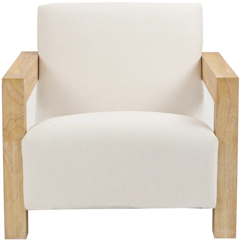 Newrty 29.5" W Linen Textured Fabric Accent Chair - Wooden Bazar