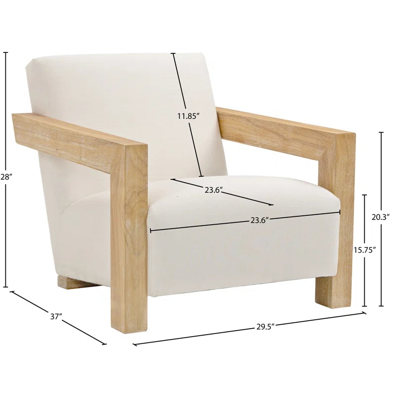 Newrty 29.5" W Linen Textured Fabric Accent Chair - Wooden Bazar