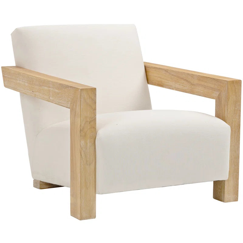 Newrty 29.5" W Linen Textured Fabric Accent Chair - Wooden Bazar