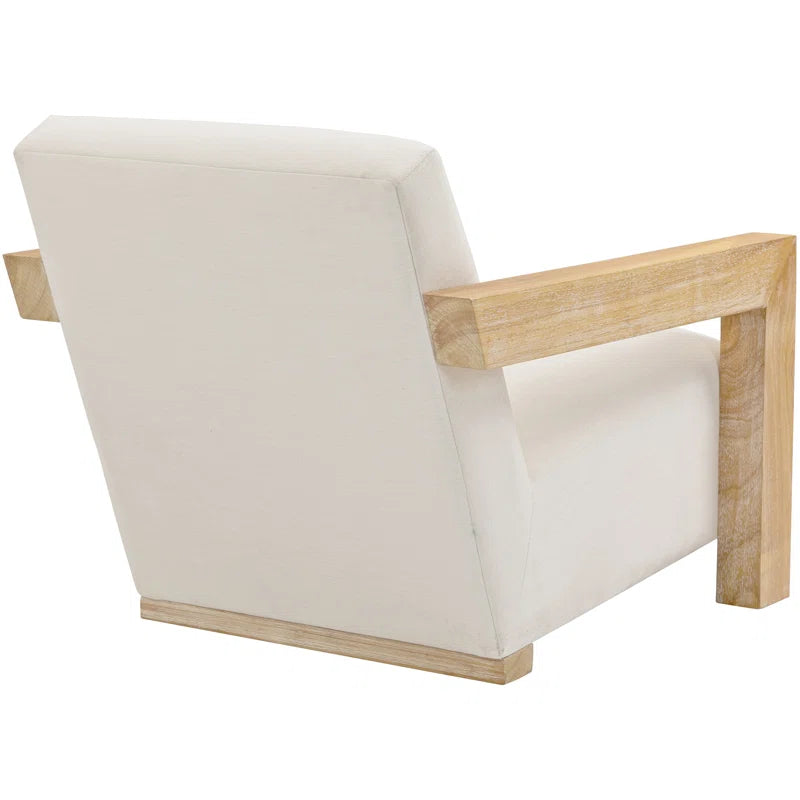 Newrty 29.5" W Linen Textured Fabric Accent Chair - Wooden Bazar
