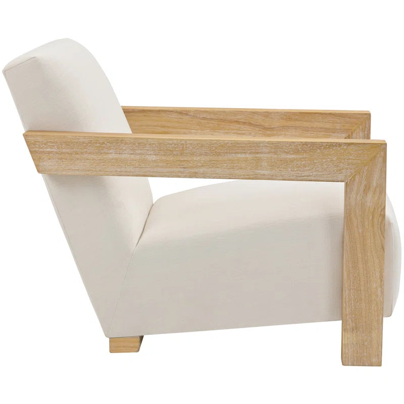 Newrty 29.5" W Linen Textured Fabric Accent Chair - Wooden Bazar