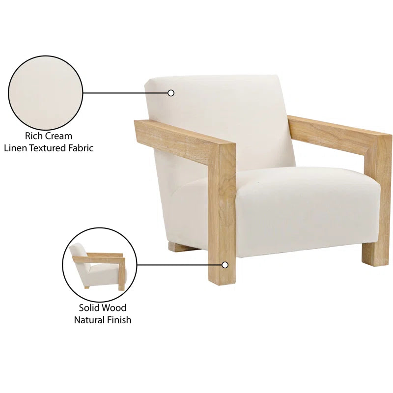 Newrty 29.5" W Linen Textured Fabric Accent Chair - Wooden Bazar