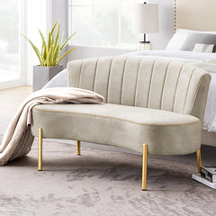 Charcoalan Polyester Blend Upholstered Bench - Wooden bazar