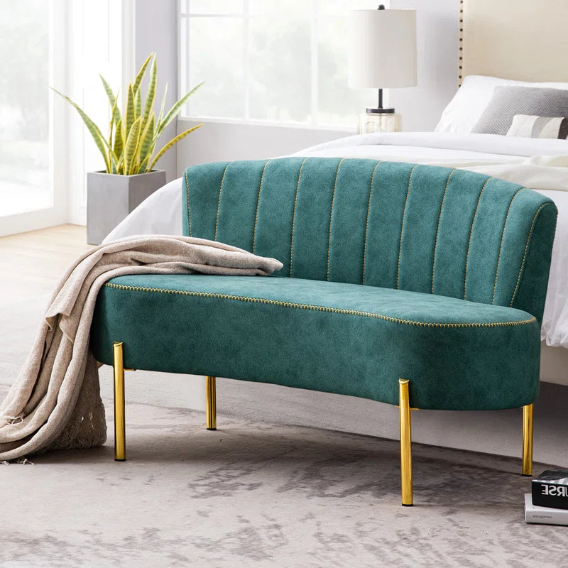 Charcoalan Polyester Blend Upholstered Bench - Wooden bazar