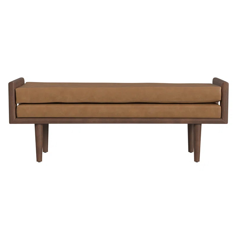 Gasipor Faux Leather Upholstered Bench - Wooden Bazar