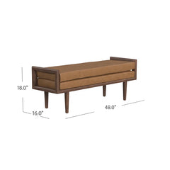 Gasipor Faux Leather Upholstered Bench - Wooden Bazar