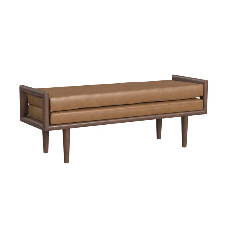 Gasipor Faux Leather Upholstered Bench - Wooden Bazar
