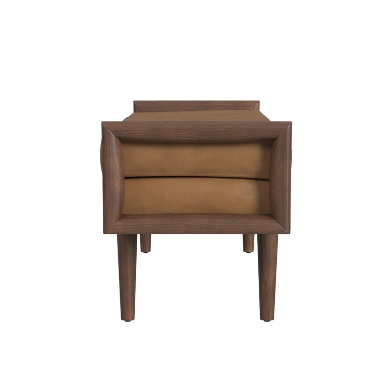 Gasipor Faux Leather Upholstered Bench - Wooden Bazar