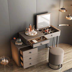 Modern Vanity Dressing Table with Mirror, Drawers, and Storage Organizer