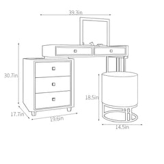 Modern Vanity Dressing Table with Mirror, Drawers, and Storage Organizer