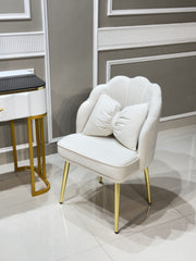 Uterry Vanity Desk with Light Mirror, Makeup Vanity Dressing Table with 3 Drawers, 6 Adjustable Shelves