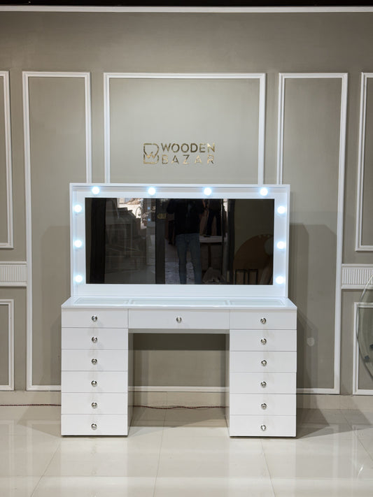Looks Vanity Dressing Table with mirror & lights with 13 storage drawers