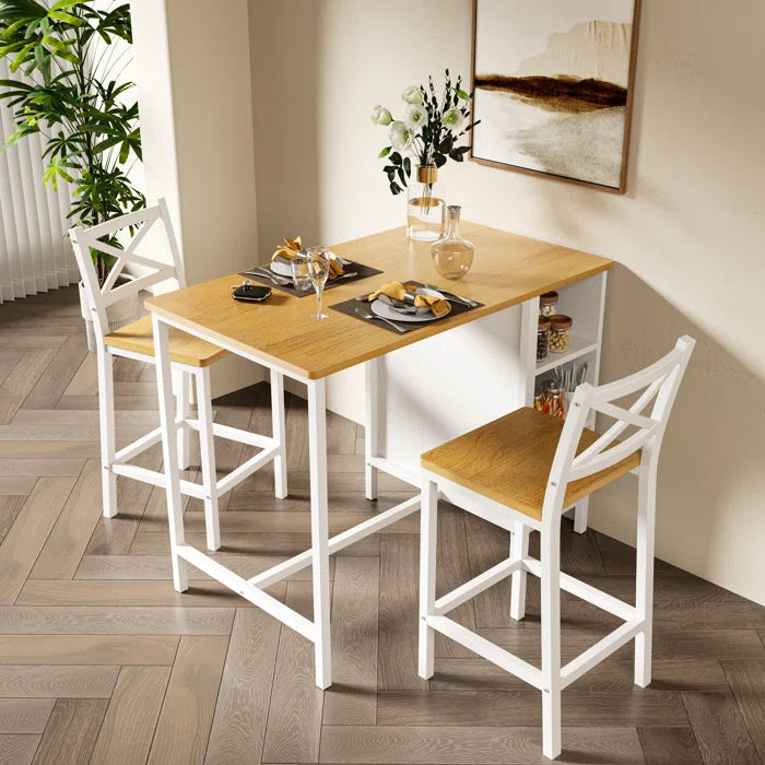 Adelaide 2 Seater  Industrial Counter Height Dining Set with Storage for Small Spaces