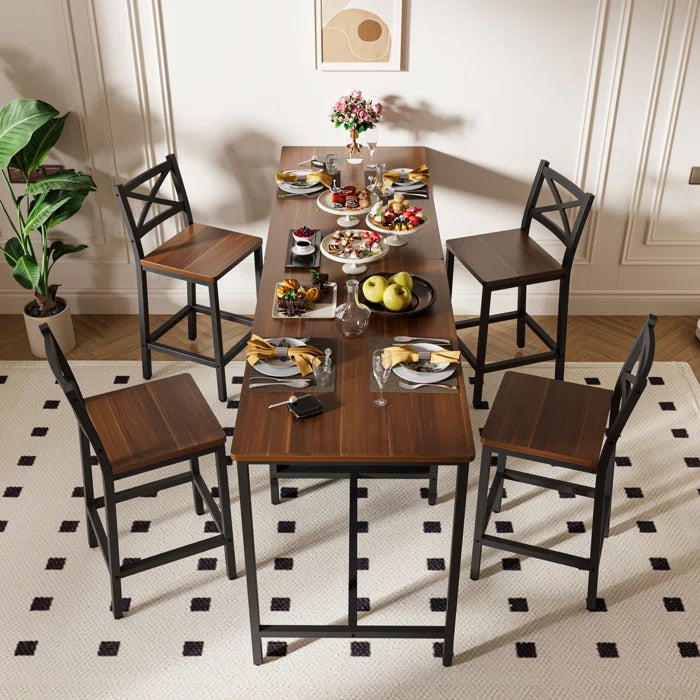 Adelaide 2 Seater  Industrial Counter Height Dining Set with Storage for Small Spaces