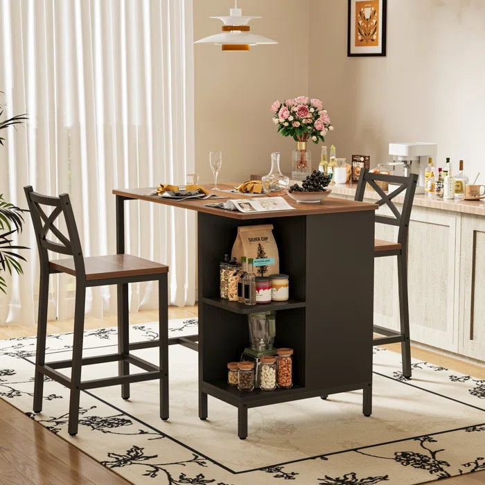 Adelaide 2 Seater  Industrial Counter Height Dining Set with Storage for Small Spaces