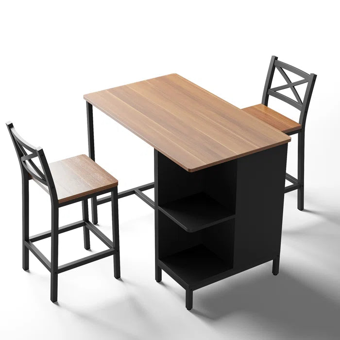 Adelaide 2 Seater  Industrial Counter Height Dining Set with Storage for Small Spaces