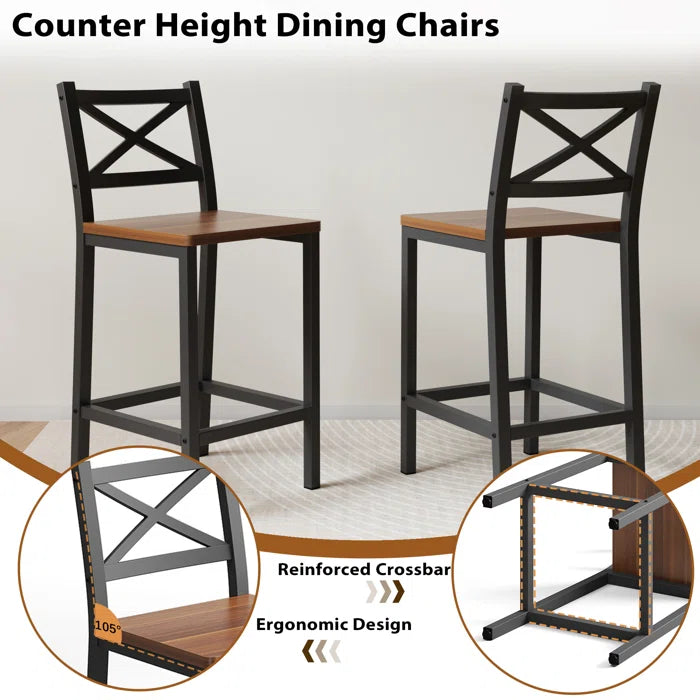 Adelaide 2 Seater  Industrial Counter Height Dining Set with Storage for Small Spaces