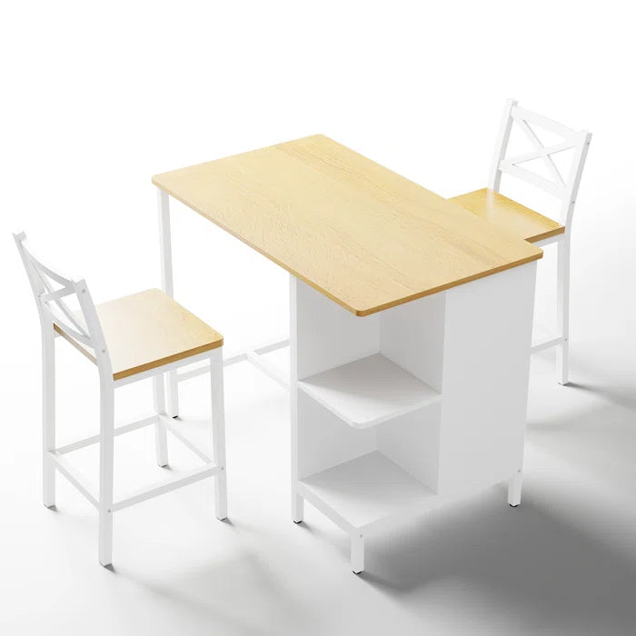 Adelaide 2 Seater  Industrial Counter Height Dining Set with Storage for Small Spaces