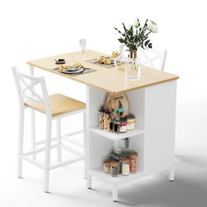 Adelaide 2 Seater  Industrial Counter Height Dining Set with Storage for Small Spaces