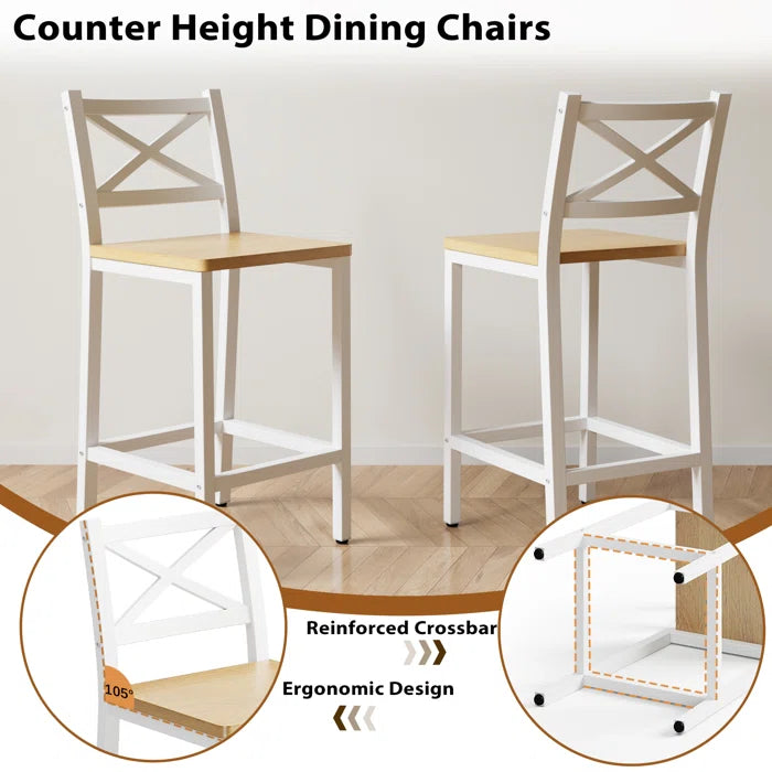 Adelaide 2 Seater  Industrial Counter Height Dining Set with Storage for Small Spaces