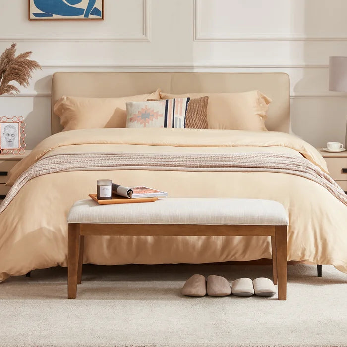 Cherylon Polyester Upholstered Bench - Wooden Bazar