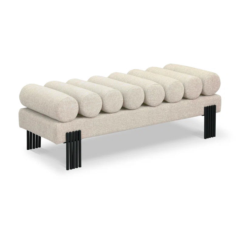 Klasical Polyester Blend Upholstered Bench - Wooden Bazar
