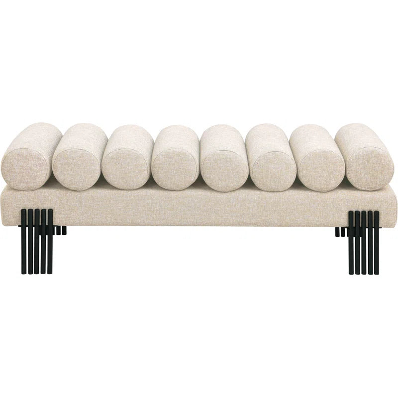 Klasical Polyester Blend Upholstered Bench - Wooden Bazar