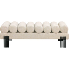 Klasical Polyester Blend Upholstered Bench - Wooden Bazar