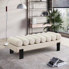 Klasical Polyester Blend Upholstered Bench - Wooden Bazar