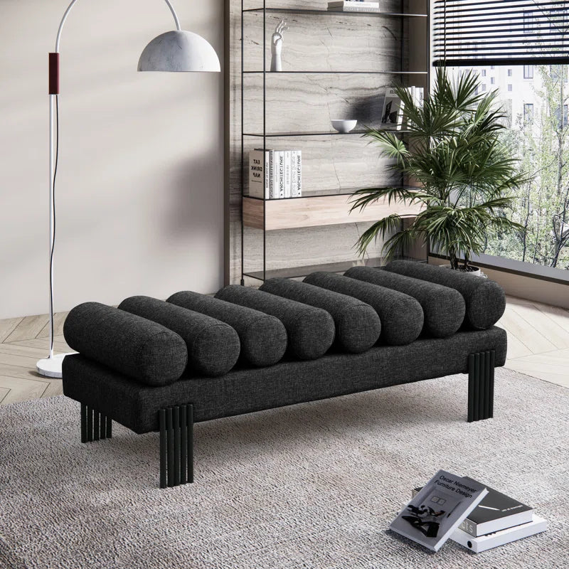 Klasical Polyester Blend Upholstered Bench - Wooden Bazar