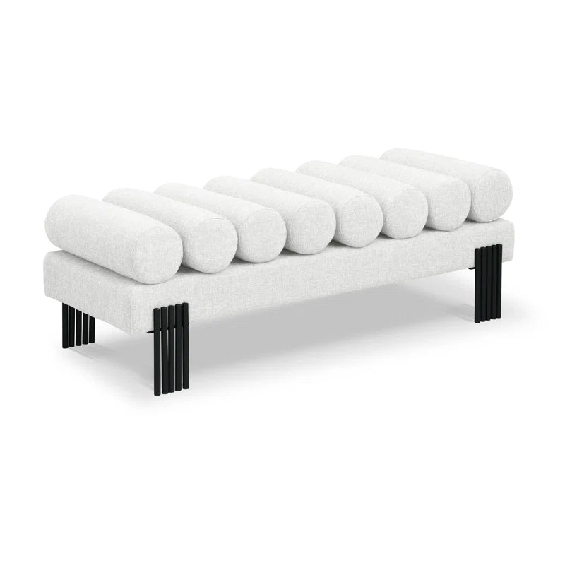 Klasical Polyester Blend Upholstered Bench - Wooden Bazar