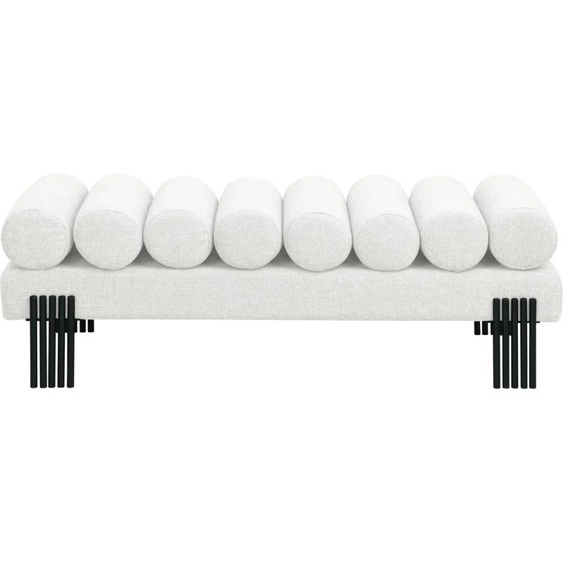 Klasical Polyester Blend Upholstered Bench - Wooden Bazar